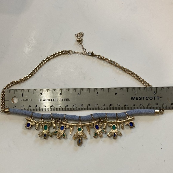Rhinestone & Glass Cabachon Statement Necklace - Picture 8 of 8